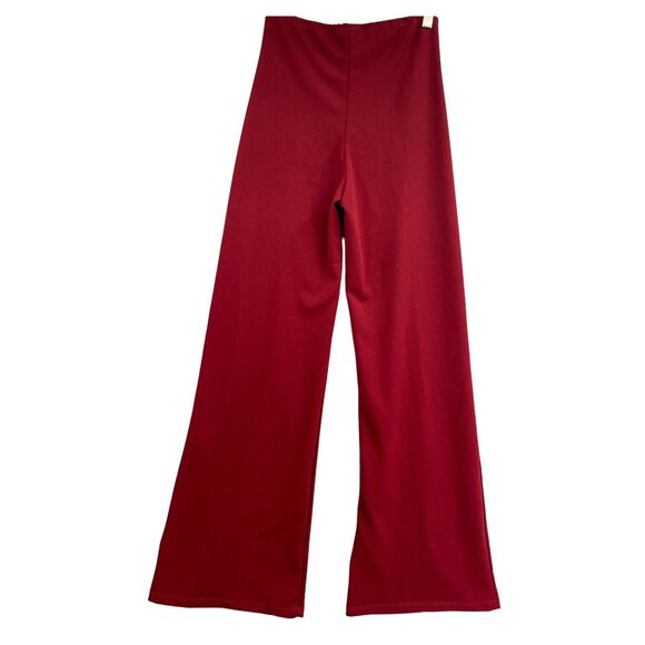 VTG 70s Bell Bottom Pants M Red High Rise Disco Wide Leg Palazzo Retro Leisure - Picture 2 of 12